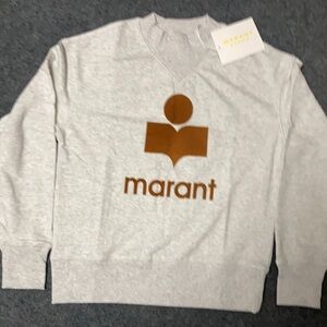 Isabel Marant Etoile mobs Logo Gray funnel Neck pullover sweatshirt size Large